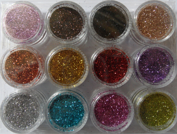 12 Farben Glitter Puder-Set für Nailart Design**NR. 16
